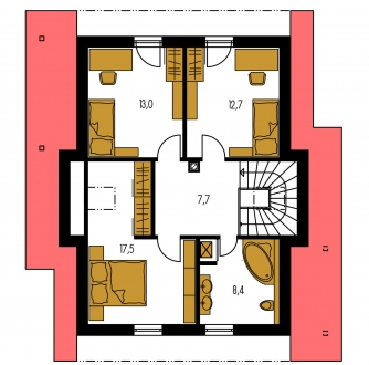Image miroir | Plan de sol du premier étage - KLASSIK 170
